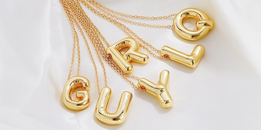 gold bubble necklaces with letters 