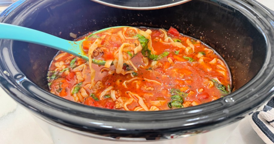 slow cooker italian sausage soup finished