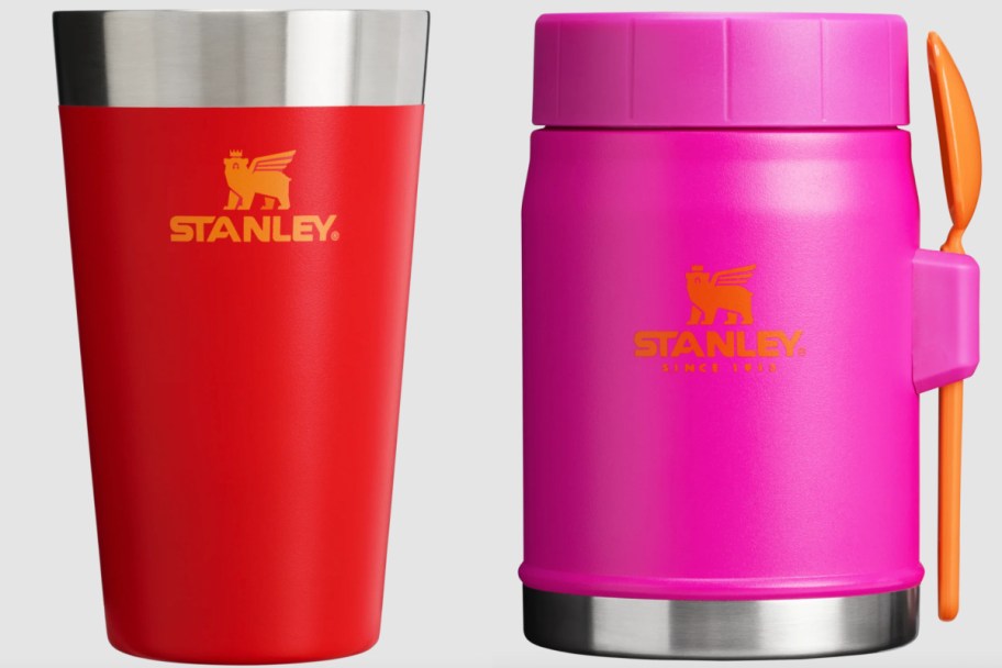 pink and red stanley tumblers