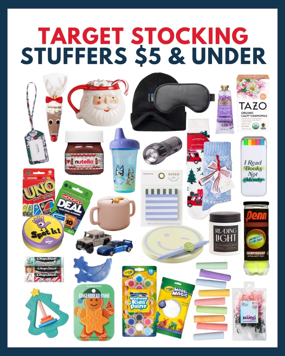 collage of target stocking stuffers $5 and under