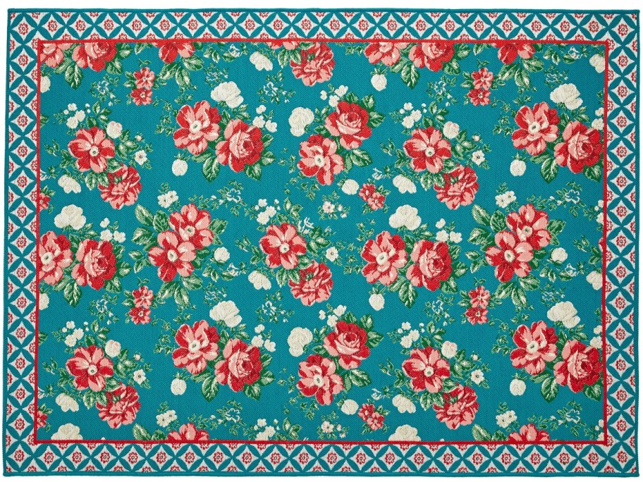 teal floral rug 