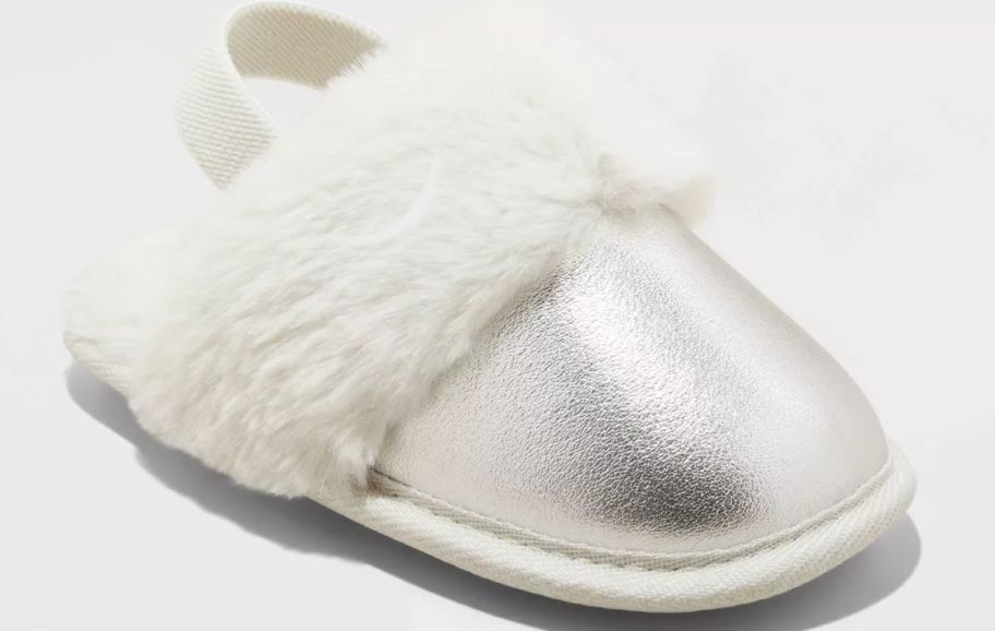 a kidss metallic scuff slipper