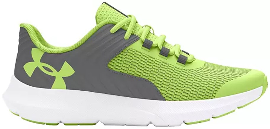 lime green and gray under armour shoes 
