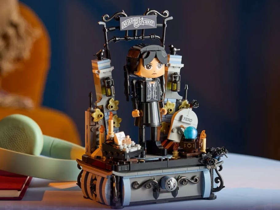 a LEGO Wednesday Addams figure and playset