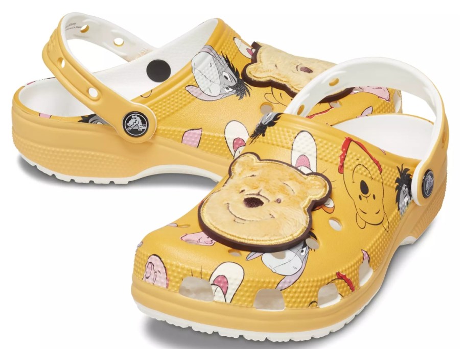 a pair of Winnie the Pooh clog shoes