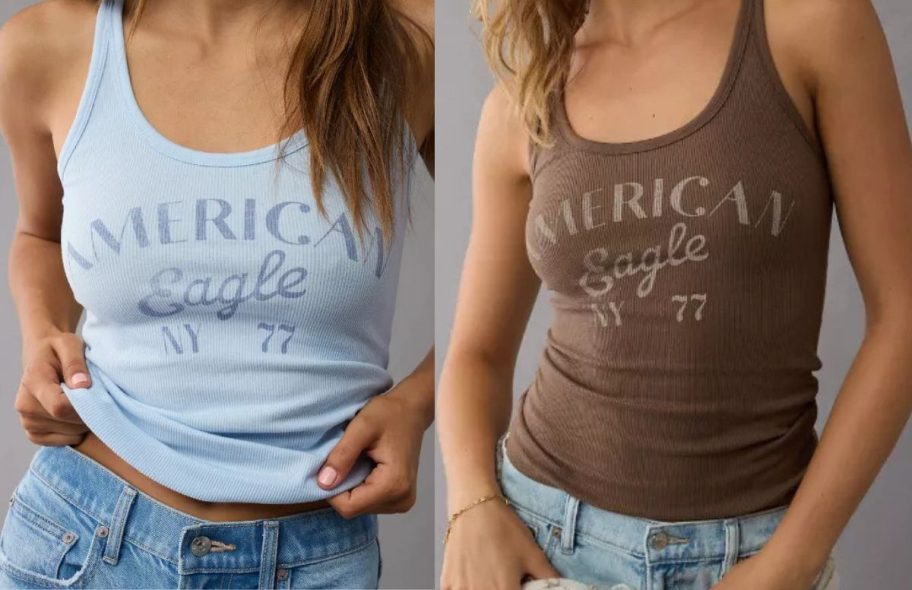 Stock images of two women wearing American Eagle Tank Tops