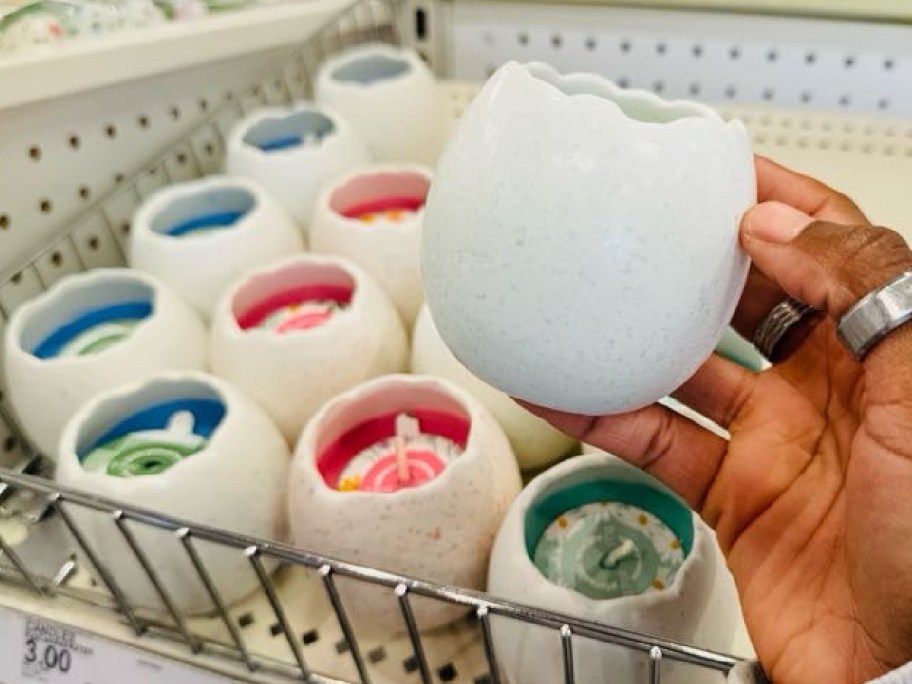 Ceramic egg shaped candle