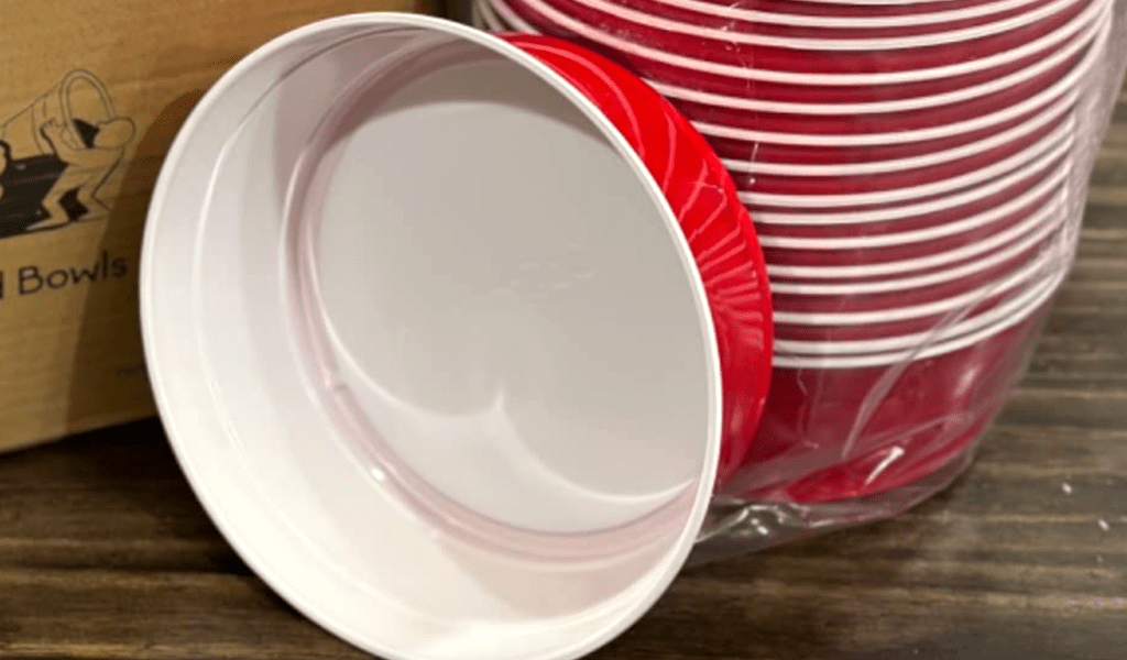 Disposable red bowls 