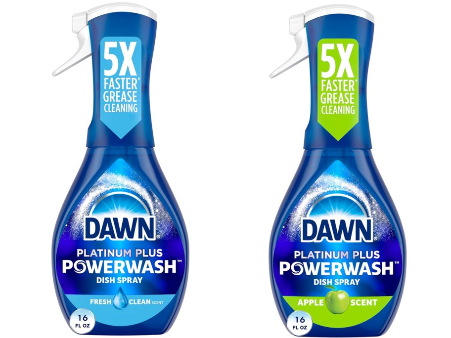 2 bottles of Dawn Platinum Plus Powerwash in fresh and apple scents