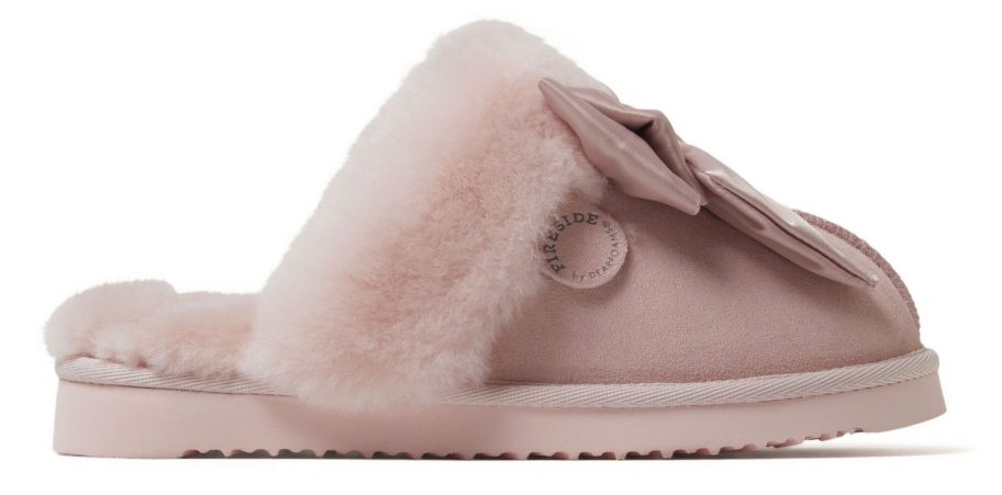 Dearfoams Women's Fireside by Dearfoams Sydney Genuine Shearling Scuff w/ Bow stock image