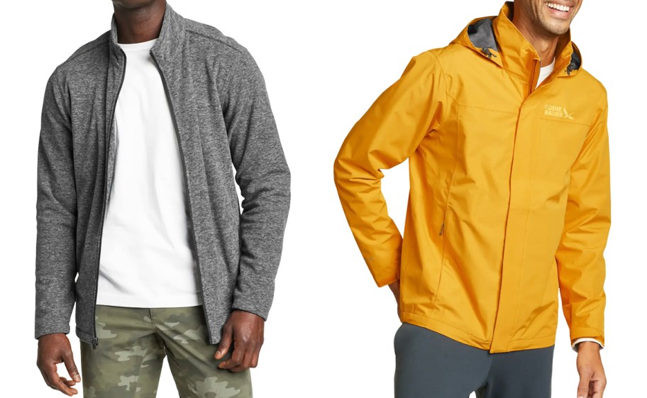 two men wearing grey and yellow jackets