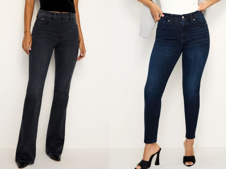 stock image of two pairs of Good American Jeans