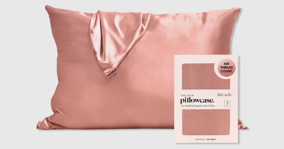 A pink Kitsch Satin Pillowcase