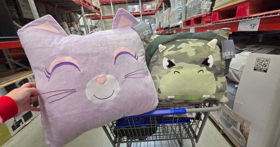 2 triangular kids pillows in animal shapes