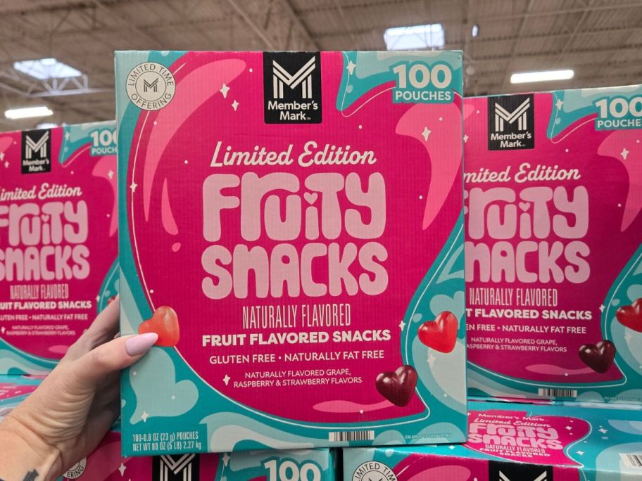 Member's Mark Valentine's Day Fruity Snacks 100-Pack in hand in store