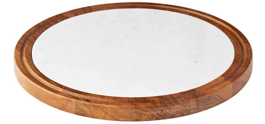 wood and marble lazy susan