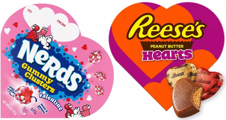 Nerds Gummy Clusters Valentine and Reeses Peanut Butter Hearts