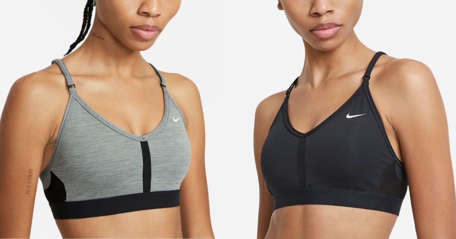 stock images of 2 women wearing Nike sports bras