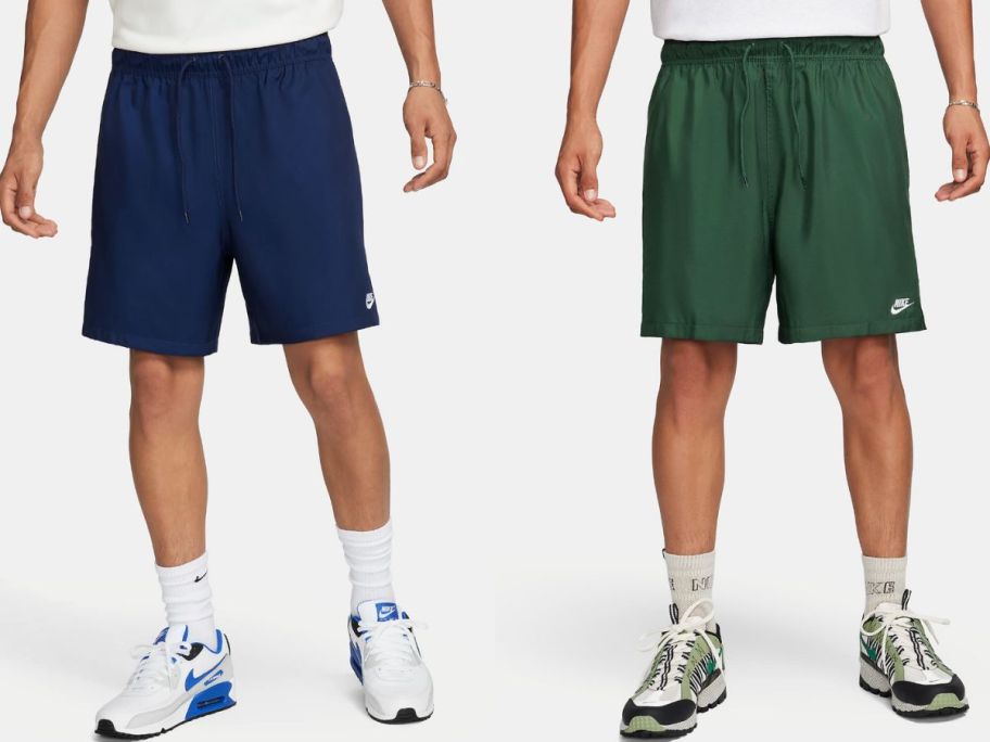 stock images of two men wearing woven shorts