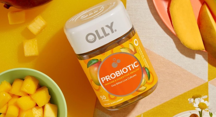 OLLY Probiotic Gummy 50 Count displayed on a table