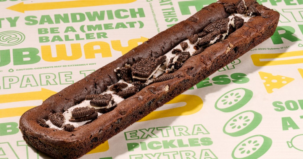 Foot-long Oreo cookie on Subway paper