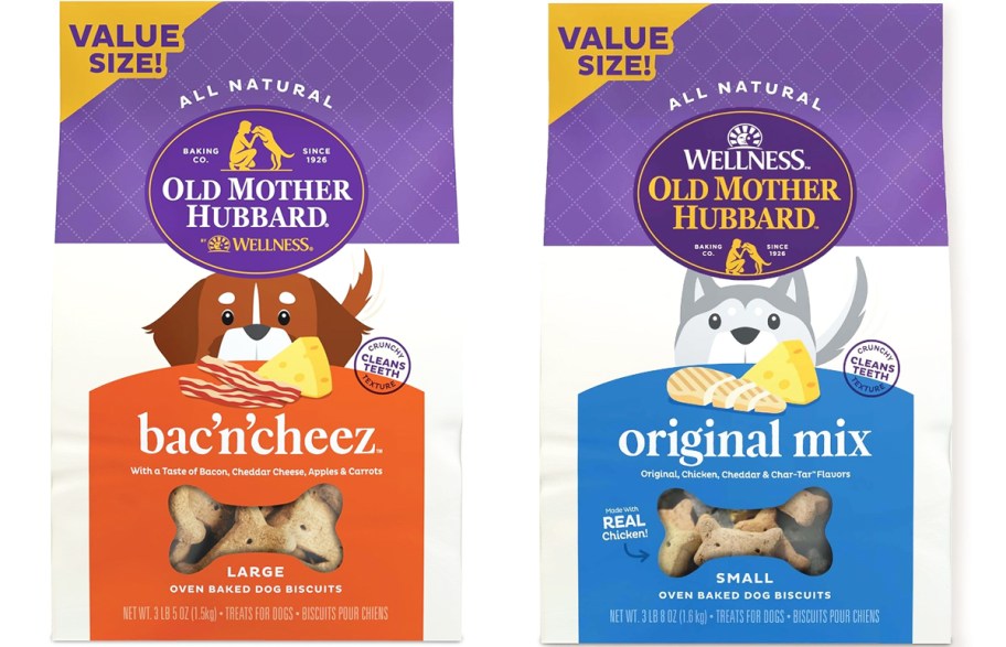 two bags of Old Mother Hubbard dog treats