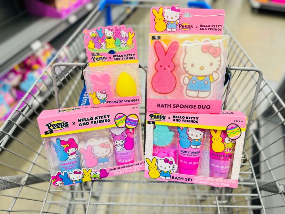 Peeps X Hello Kitty & Friends beauty kits in cart in store