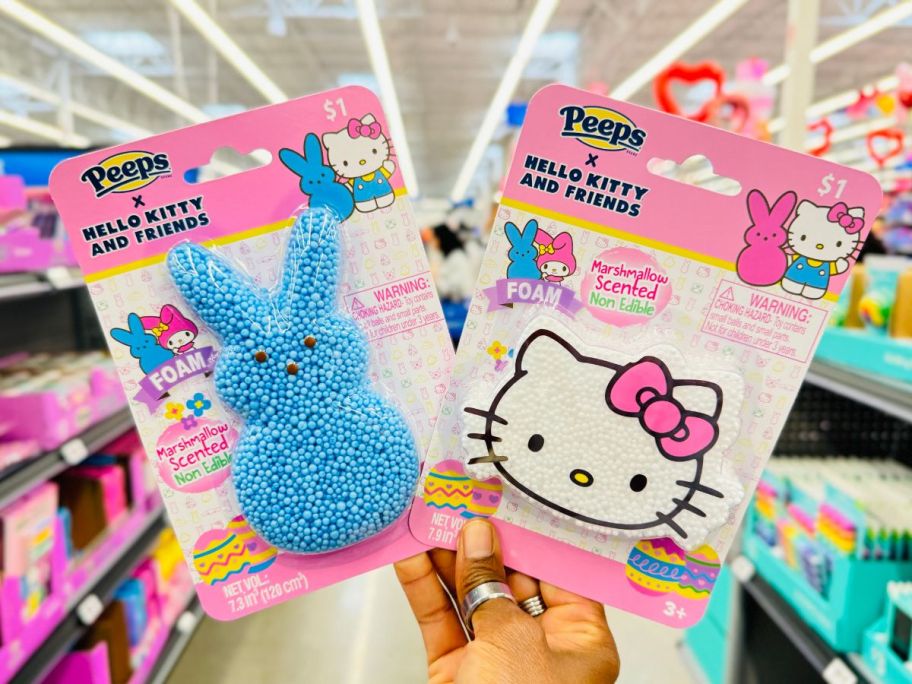 Peeps X Hello Kitty & Friends Foam packages in hand in store