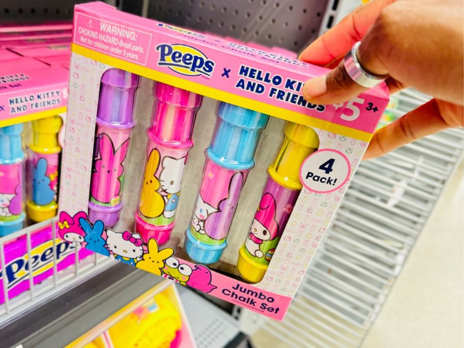 Peeps X Hello Kitty & Friends Jumbo Chalk Set in hand in store