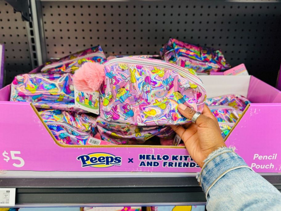 Peeps X Hello Kitty & Friends Pencil Pouch in hand in store