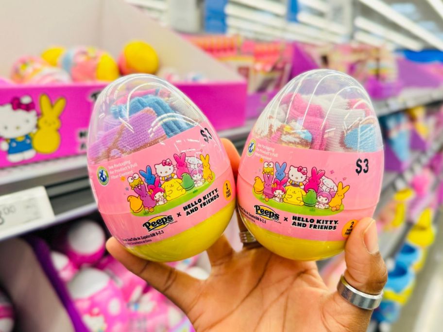 Peeps X Hello Kitty & Friends Surprise Eggs in hand in store