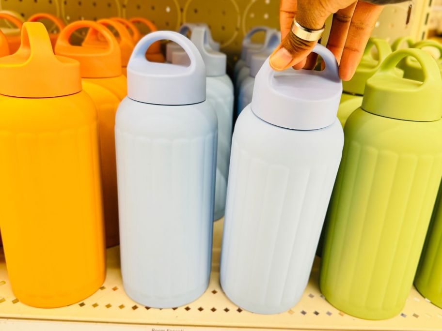 Room Essentials 32oz Stainless Steel Chug Water Bottle - Blue Moment on shelf in store