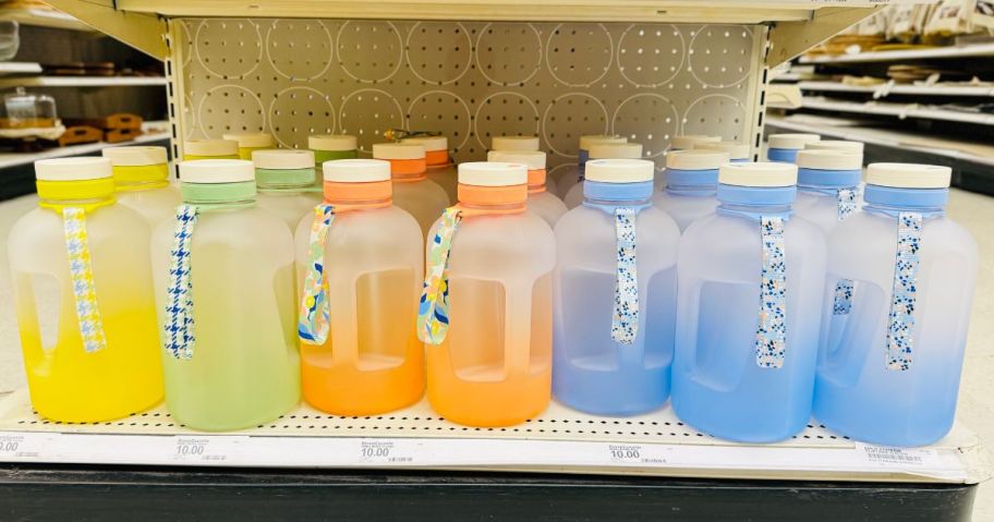 Room Essentials 73.3oz Water Bottles on shelf in store