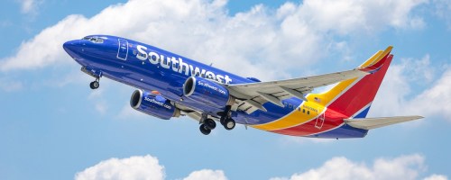 Southwest Airlines plane in sky