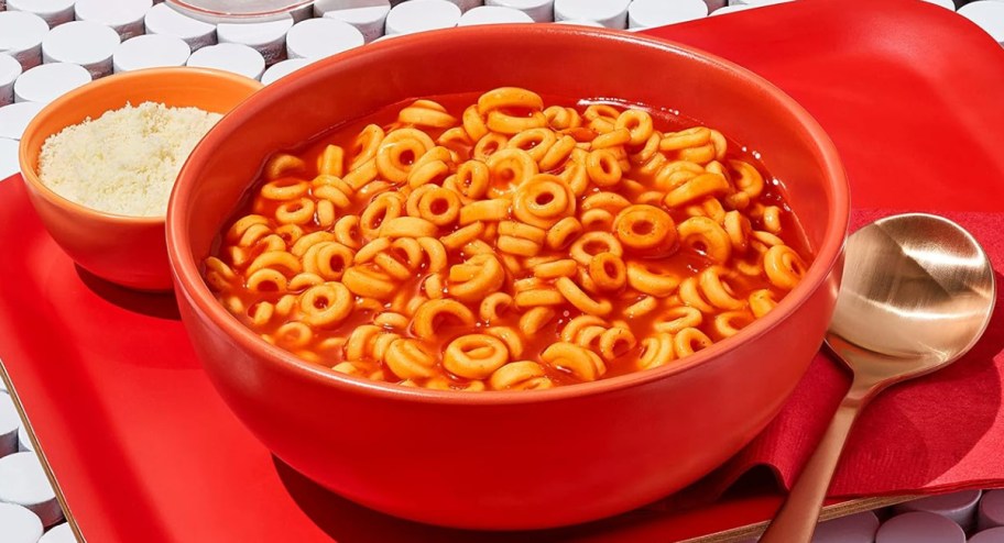 SpaghettiOs displayed on a plate