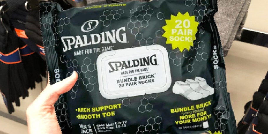 Spalding Men’s Socks 20-Pack Just $4.97 on Walmart.online (Only 25¢ Per Pair!)