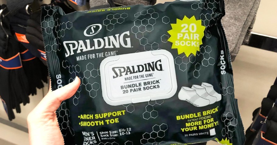 Spalding Men’s Socks 20-Pack Just $4.75 on Walmart.online (Only 24¢ Per Pair!)