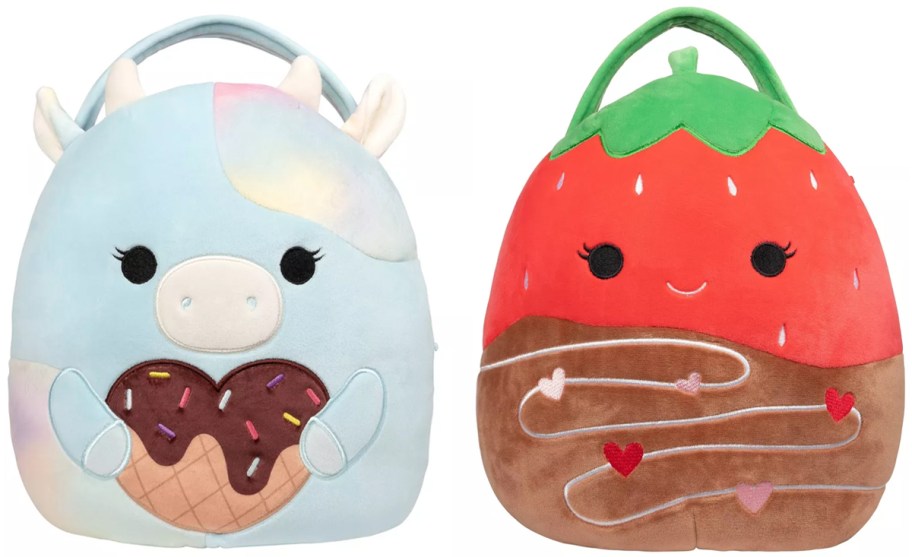 Squishmallows Caedia the Cow and Scarlet the Strawberry Valentine's Day Treat Pails