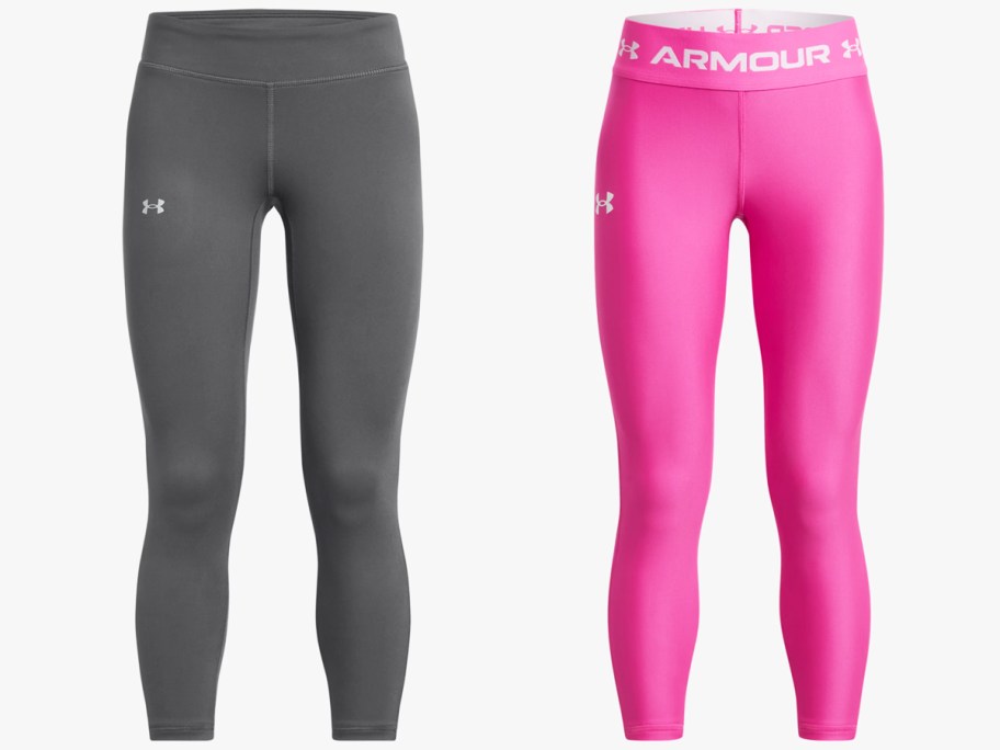 grey and pink under armour leggings