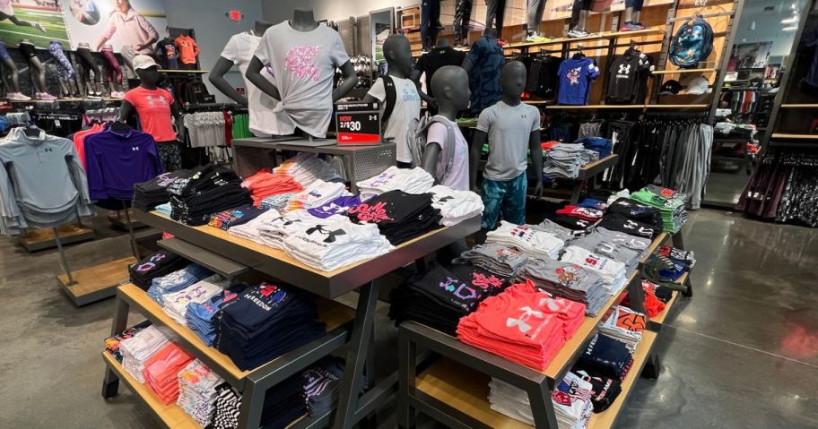 Under Armour Kids Section at an Under Armour Store