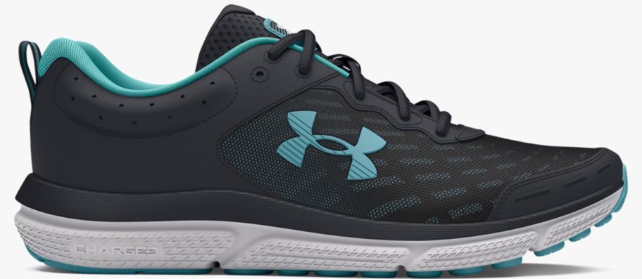 black and teal under armour running shoe