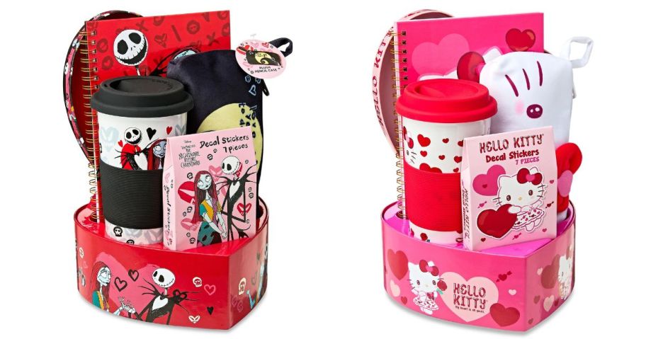 nightmare before christmas and hello kitty Heart Box Valentine's Gift Set stock images