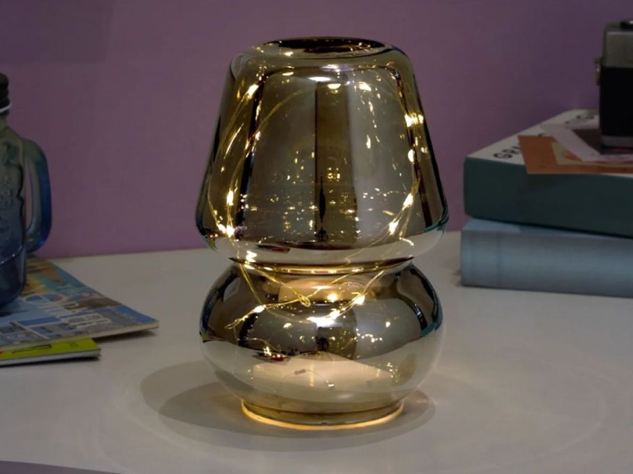 Urban Shop Chrome 5" x 7.5" Glass Mushroom Lamp