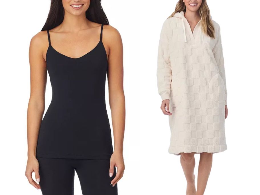 2 women wearing Women's Cuddl Duds Cami and Lounger