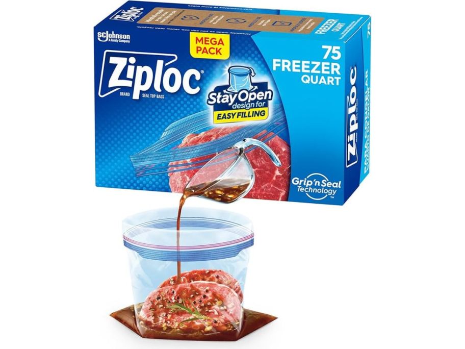 Ziploc Gallon Freezer Bags w/ Stand-Up Bottom 75-Count