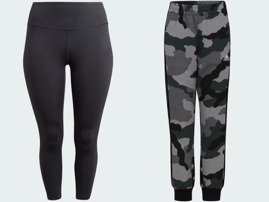 adidas black leggings and black and gray joggers