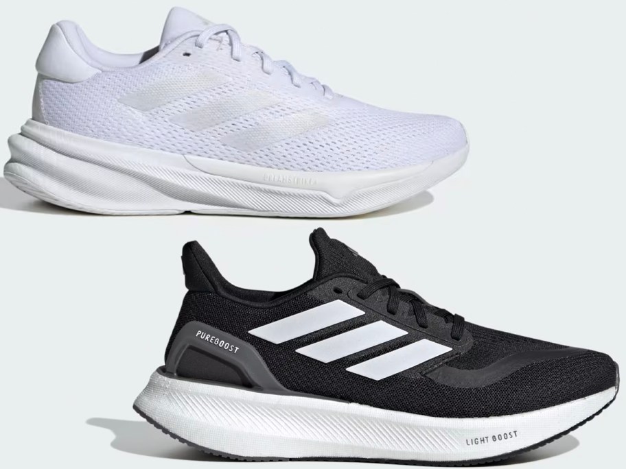 white and black adidas shoes 