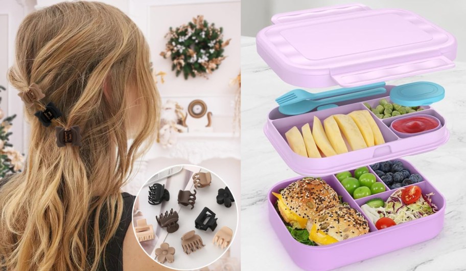 mini hair clips and bento box