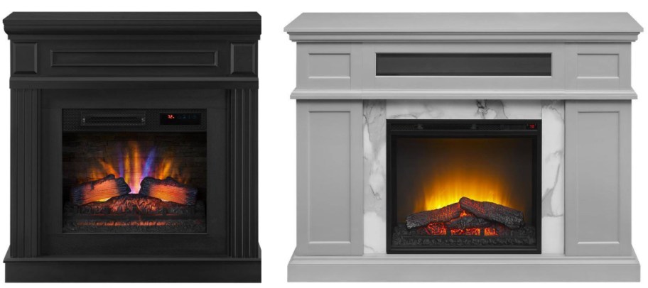 black and gray electric fireplaces