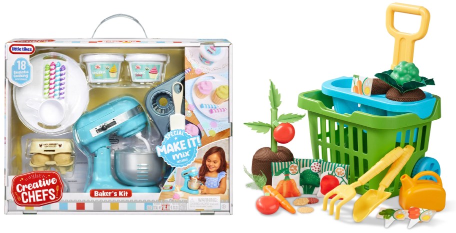 chef set and vegetable cart toys 